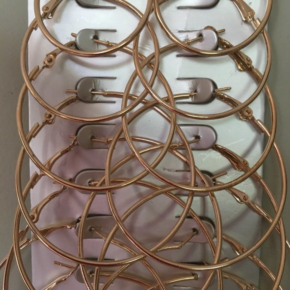 NWOT - Earrings, hoops - Gold color -12 pairs - Picture 2 of 2